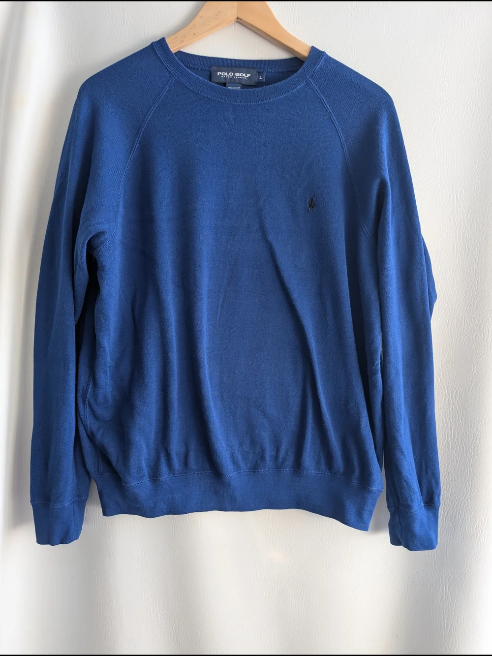 Polo Golf by Ralph Lauren Blue Cotton Crewneck Pullover Sweater - L